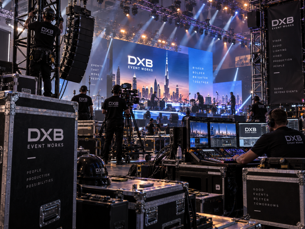 Professional event production with staging, lighting and sound in Dubai